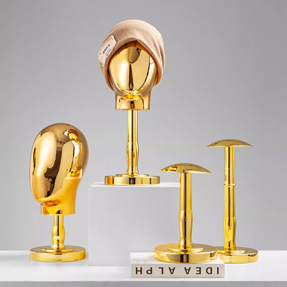 Premium Electroplated Hat Display Stand | Modular Mannequin Head Rack for Retail & Home
