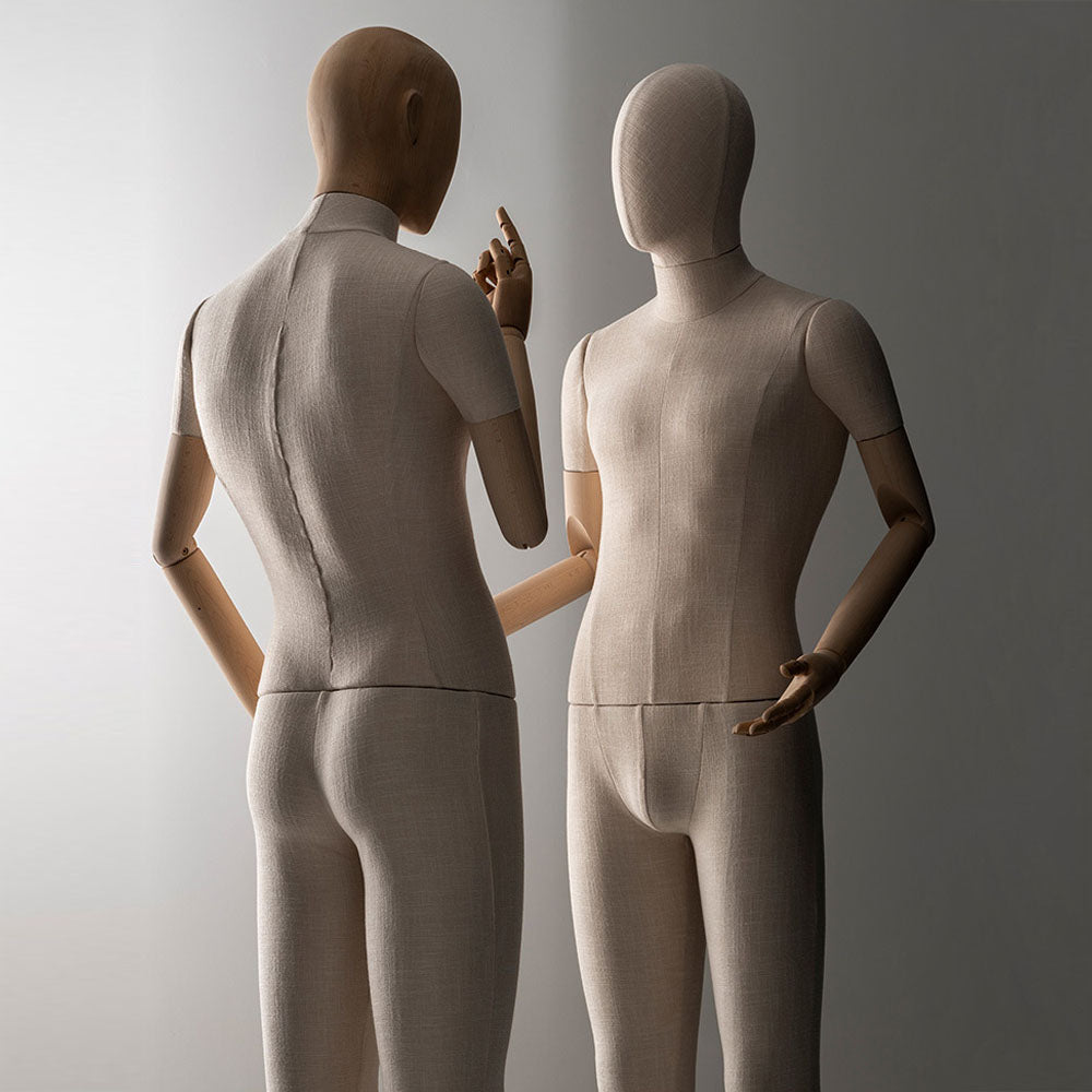 JELIMATE Fabric Mannequin (Male & Female) with Wooden Arms | for Wedding Gowns & Suit Showcase