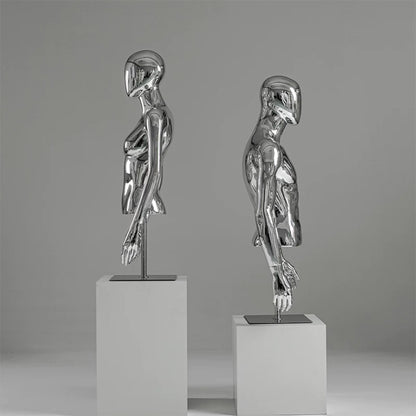 JELIMATE Silver Chrome Half Body Mannequin for Clothes | Male & Female Electroplated Torso
