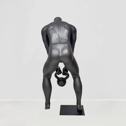 Athletic Kettlebell Pose Headless Male Mannequin - Full Body Sports Display for Gym & Retail
