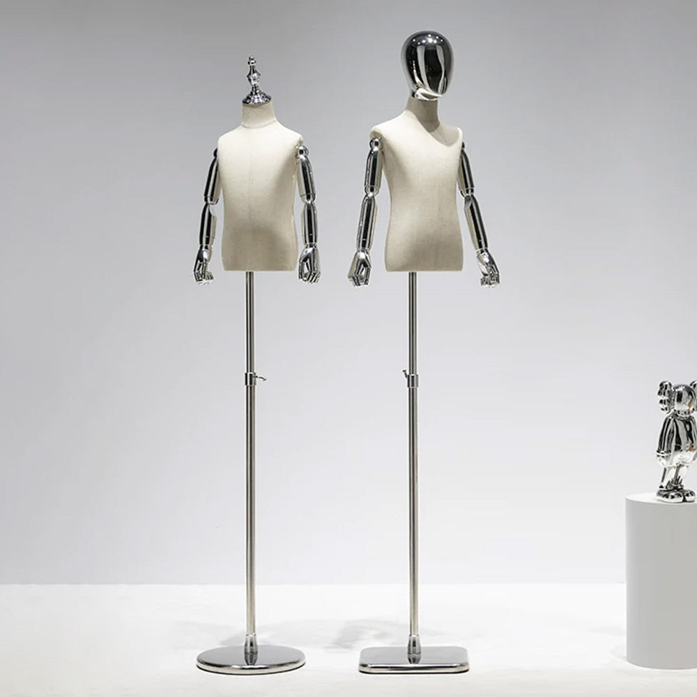 JELIMATE Kids Electroplated Mannequin | Gold Silver Dress Form for Kids Streetwear Display