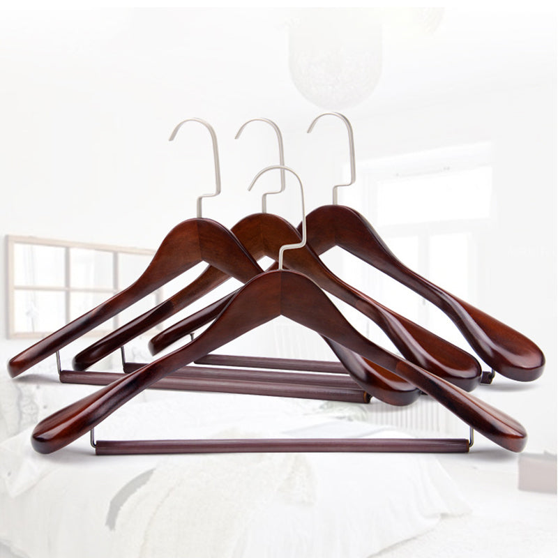 Retro Wide-Shoulder Wooden Hanger: Premium Non-Slip Closet Essential