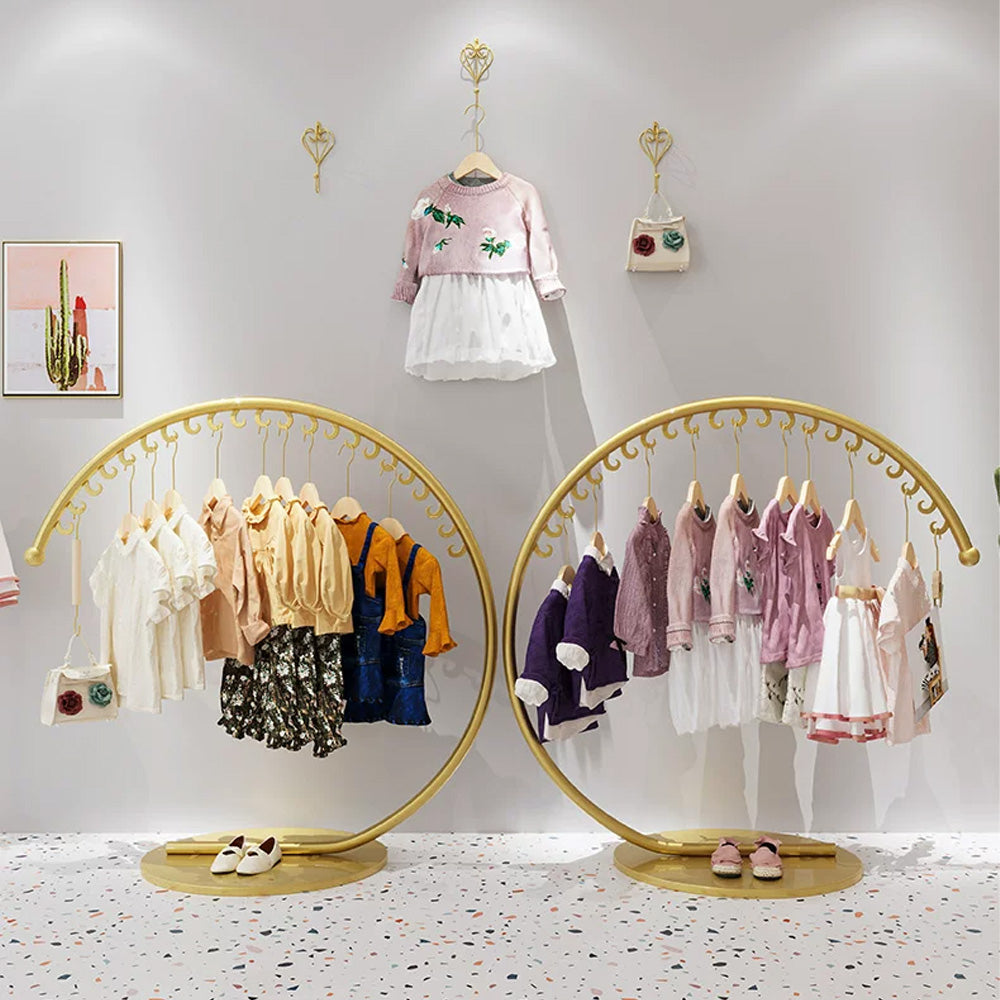 JELIMATE Arc Clothing Display Rack | Gold Iron Garment Rack for Boutique Store