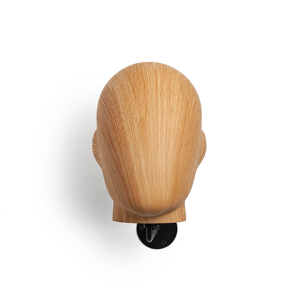 Wall Mounted Mannequin Head Display Stand - Wood Grain Hat Rack Holder with Adjustable Bracket