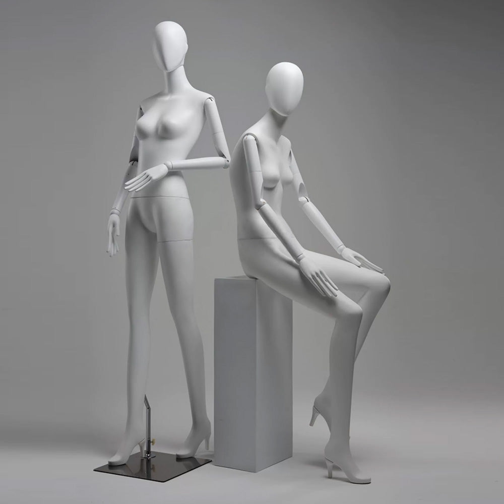 Jelimate Luxury White Full Body Mannequin Dress Form,Female Full Body Display Mannequin,Female Mannequin Torso With High Heel,Retail Clothing Store Female Display Mannequin,Clothing Display Model With White Arms JE0253