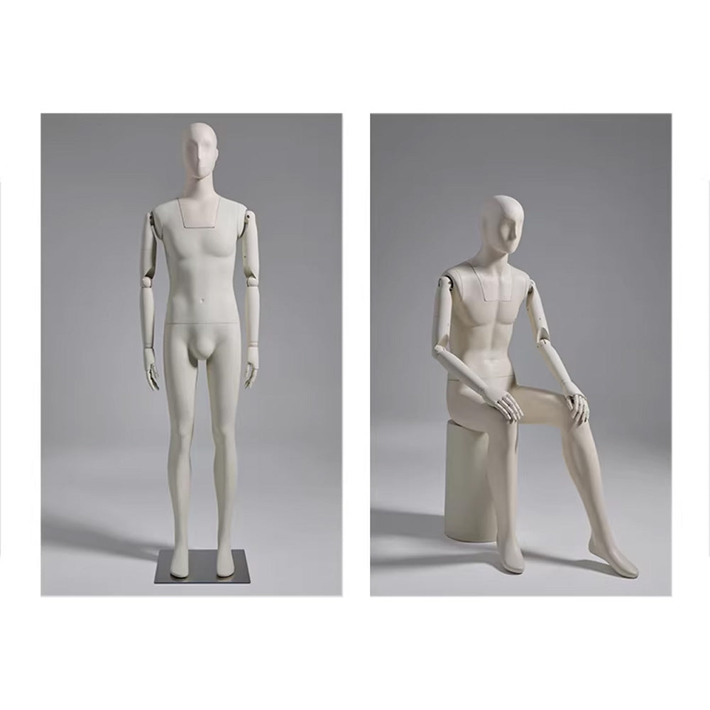 Premium Male Mannequin Full Body with Face - Standing & Seated Pose Retail Display for Boutique