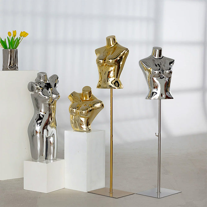 Electroplated Lingerie Mannequin - Female Torso & Hip Display for Boutique Retail