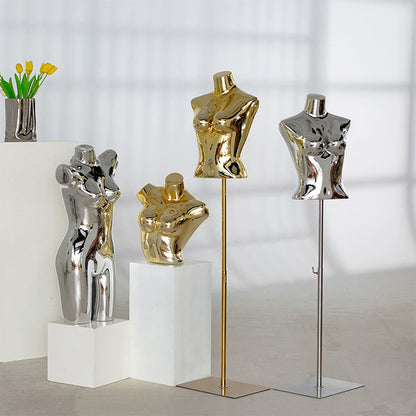 Electroplated Lingerie Mannequin - Female Torso & Hip Display for Boutique Retail