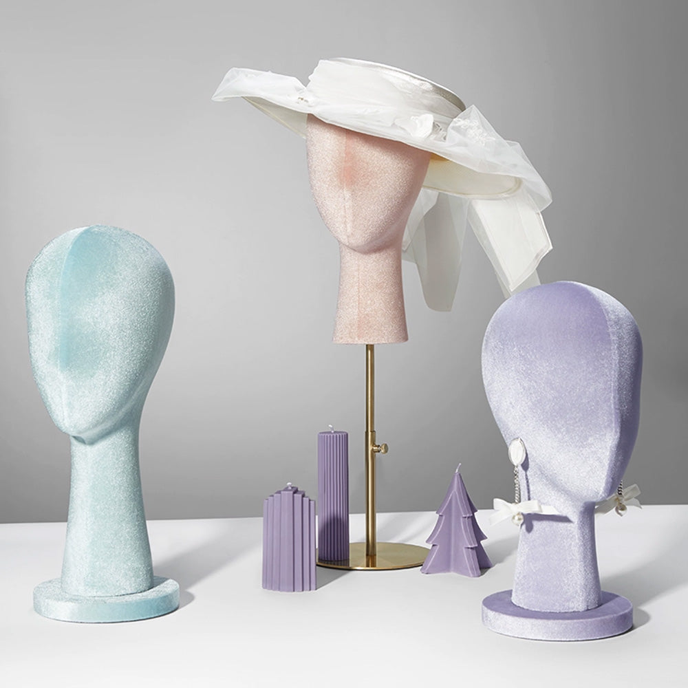 Jelimate Commercial Velvet Female Mannequin Head - Professional Display Form for Salons, Jewelry Boutiques & Retail Showcases
