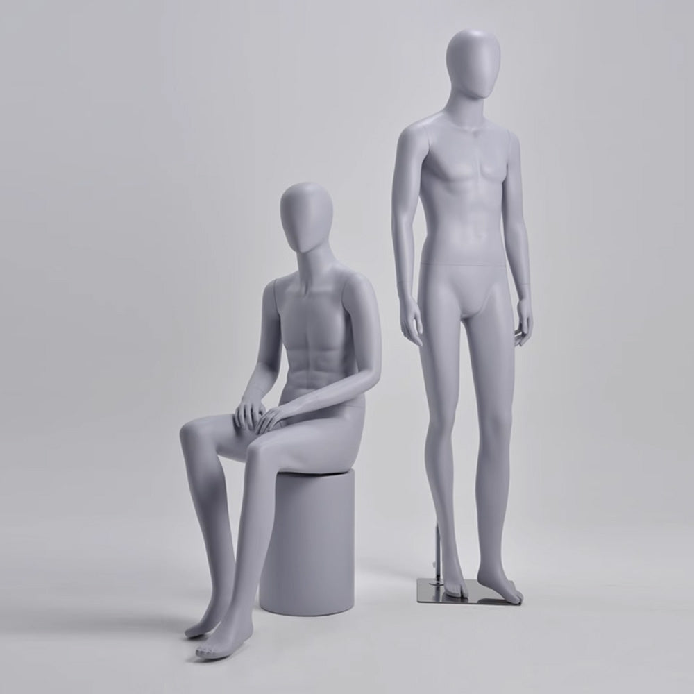 Jelimate Realistic Male Full Body Mannequin Dress Form,Grey Male Full Body Model Fiberglass Sport Mannequin,Garment Shop Window Display Male Suit Mannequin,Men Clothing Store Clothing Display Mannequin