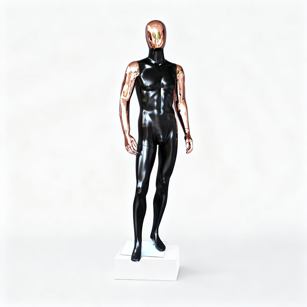 JELIMATE Rose Gold Fiberglass Mannequin - Full Body Male Display for Fashion Window