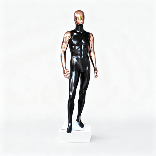 Rose Gold Fiberglass Mannequin - Full Body Male Display for Fashion Window