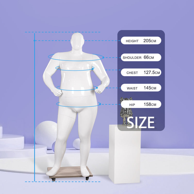 Plus Size Male Full Body Mannequin - European American Style for Large Size Clothing Display