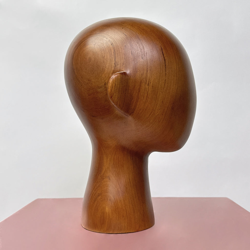 Jelimate Brown Wooden Mannequin Head Form Hat Display Head,Wood Head Mannequin For Hat Display Stand,Headband Wig Sunglasses Display Head Model