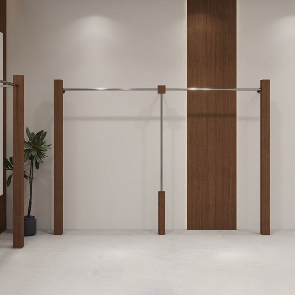 JELIMATE Walnut Clothing Display Rack for Boutique Retail Store Showroom Floor Standing