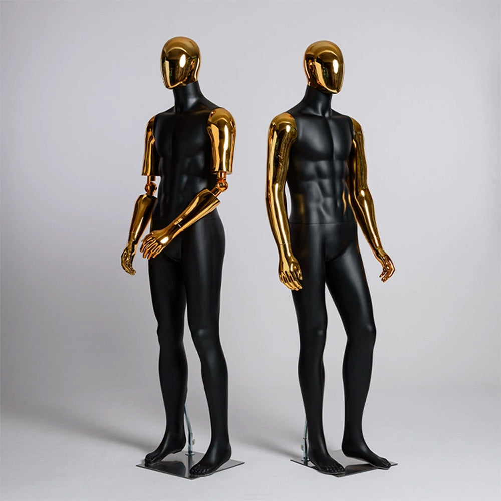 JELIMATE Matte Black Muscular Male Mannequin, Gold/Silver for Menswear Store Display