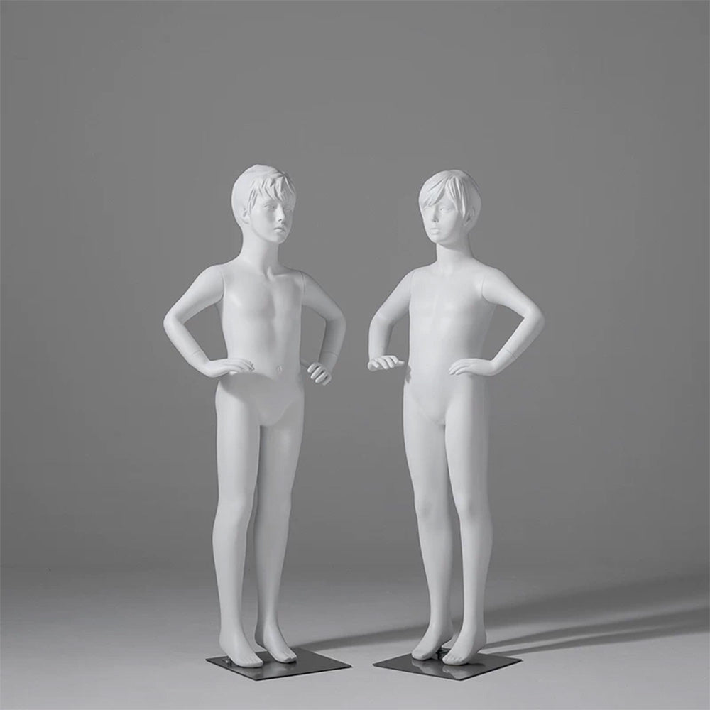 JELIMATE Child & Teen Full Body Mannequin with Face | Matte White Kids Display