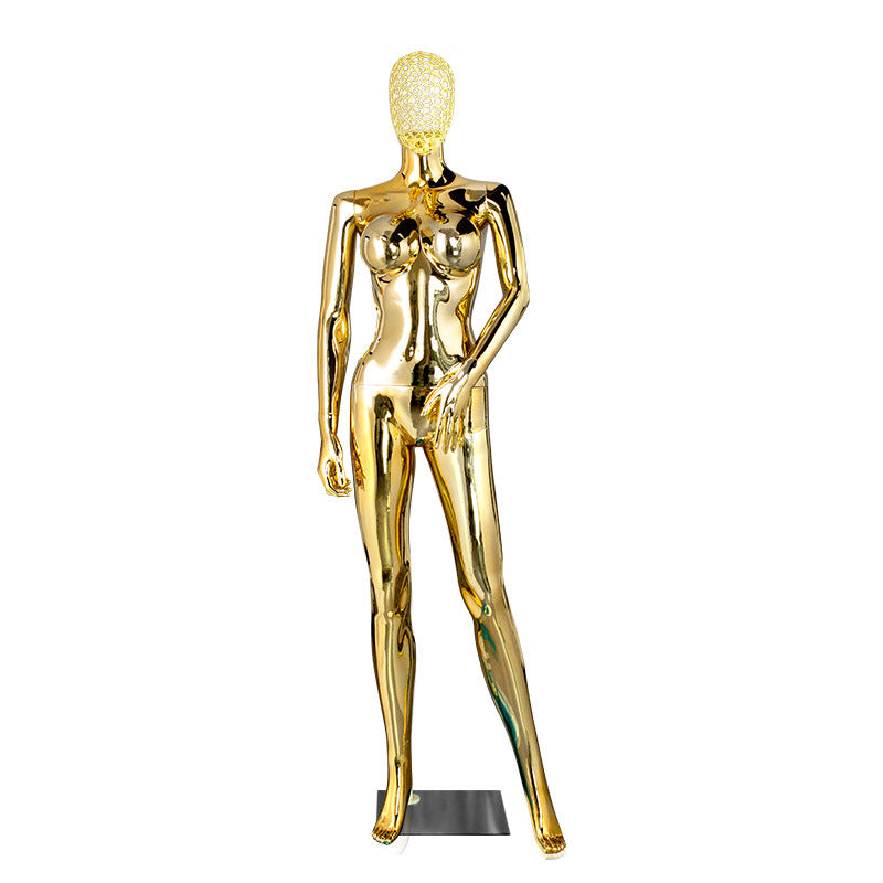 Premium Electroplated Female Mannequin - Hollow Metal Wire Head Display