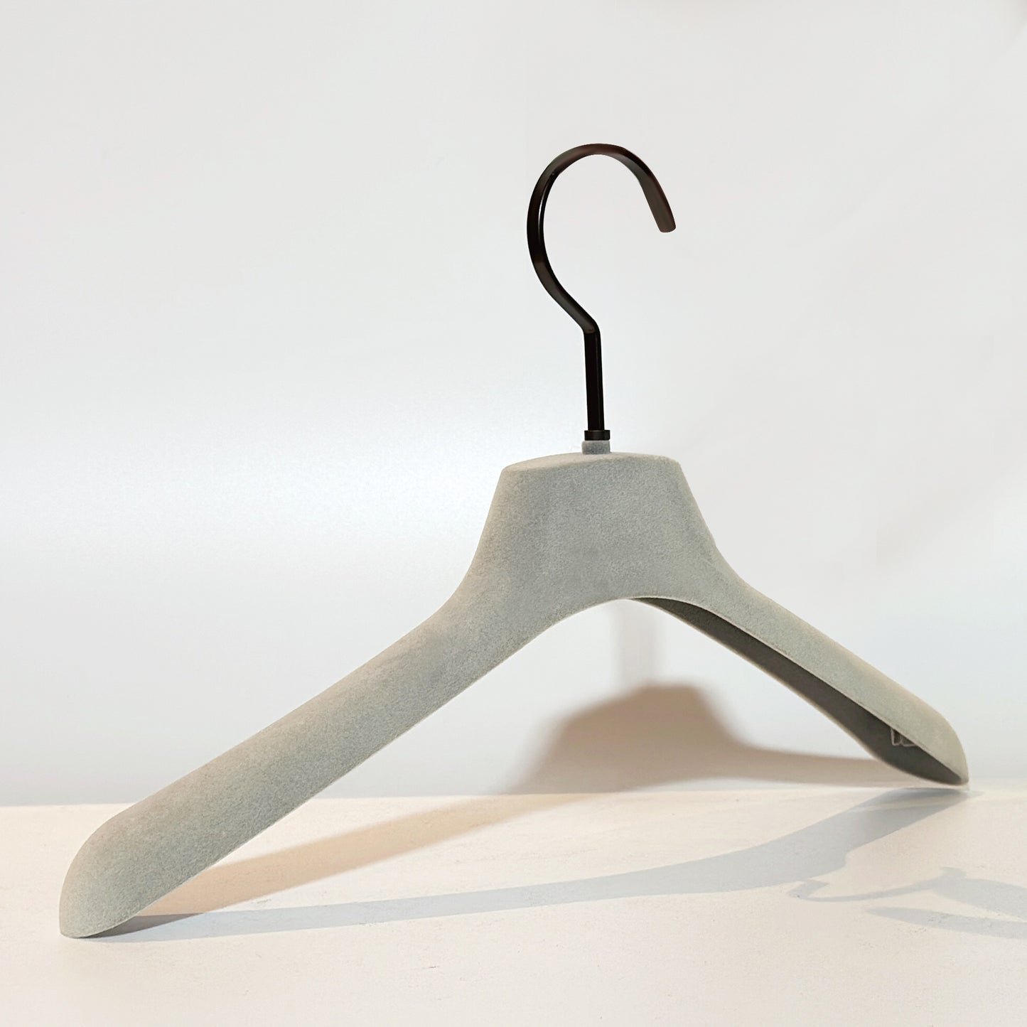 Luxury Velvet Non-Slip Hanger - Professional Boutique Grade | Grey Plastic with Silver Logo