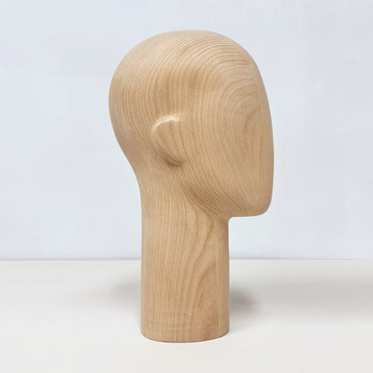 JELIMATE Wooden Mannequin Head Male – Solid Wood Hat Wig Glasses Display Stand
