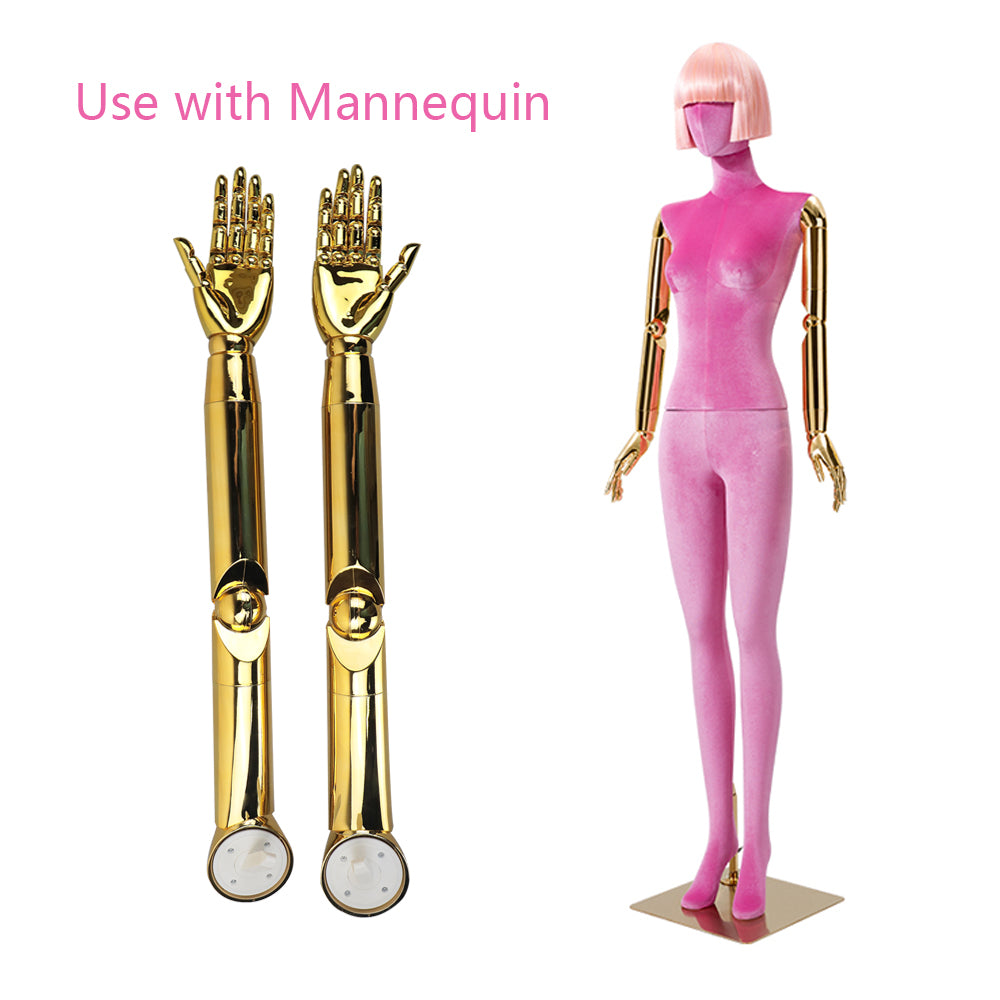 Jelimate Gold Chrome Hand Mannequin – Plug-In Arm with Moveable Finger Joints for Jewelry & Fashion Display