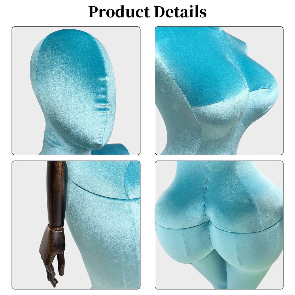 JELIMATE Plus Size Velvet Female Mannequin | Curvy Hourglass Full Body Display Form
