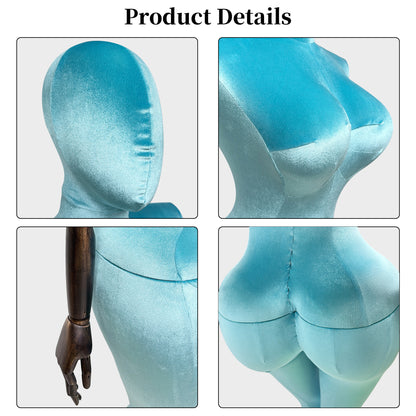 JELIMATE Plus Size Velvet Female Mannequin | Curvy Hourglass Full Body Display Form