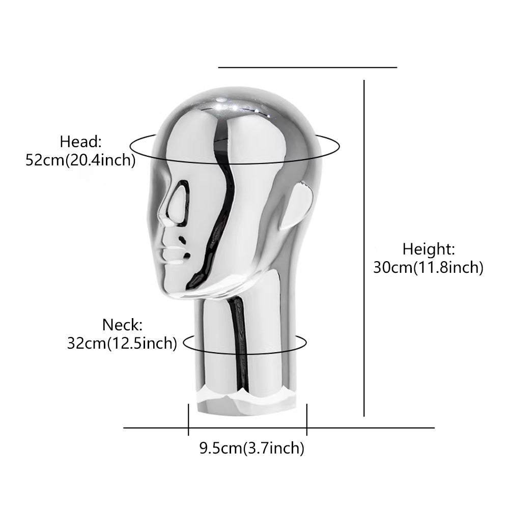Premium Electroplated Mannequin Head Display Stand - Luxury Wig Hat Glasses Jewelry Holder