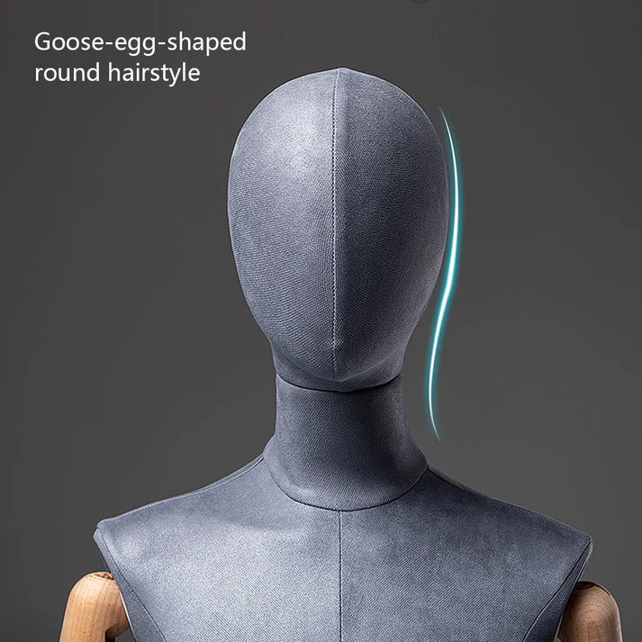 JELIMATE Luxury Grey Suede Female Full Body Mannequin | Adjustable Wooden Arms
