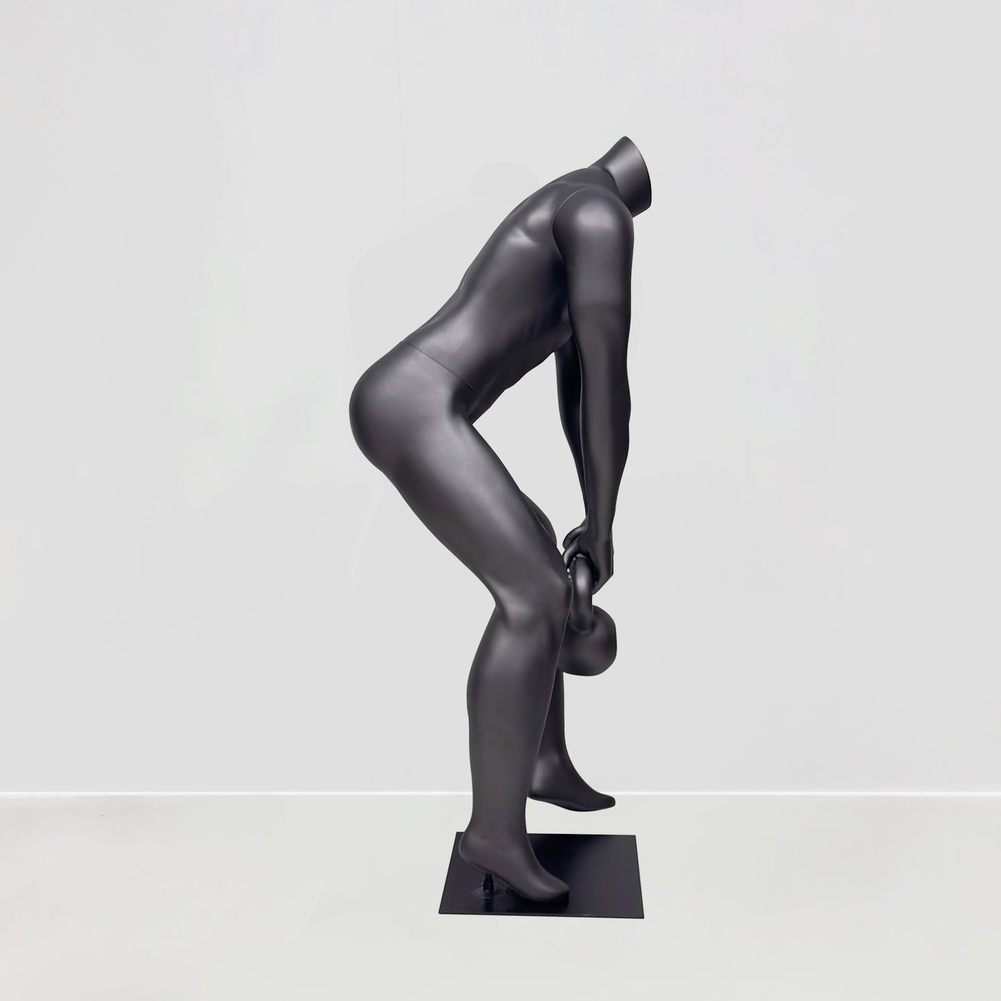 Athletic Kettlebell Pose Headless Male Mannequin - Full Body Sports Display for Gym & Retail