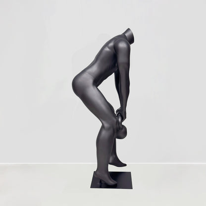Athletic Kettlebell Pose Headless Male Mannequin - Full Body Sports Display for Gym & Retail