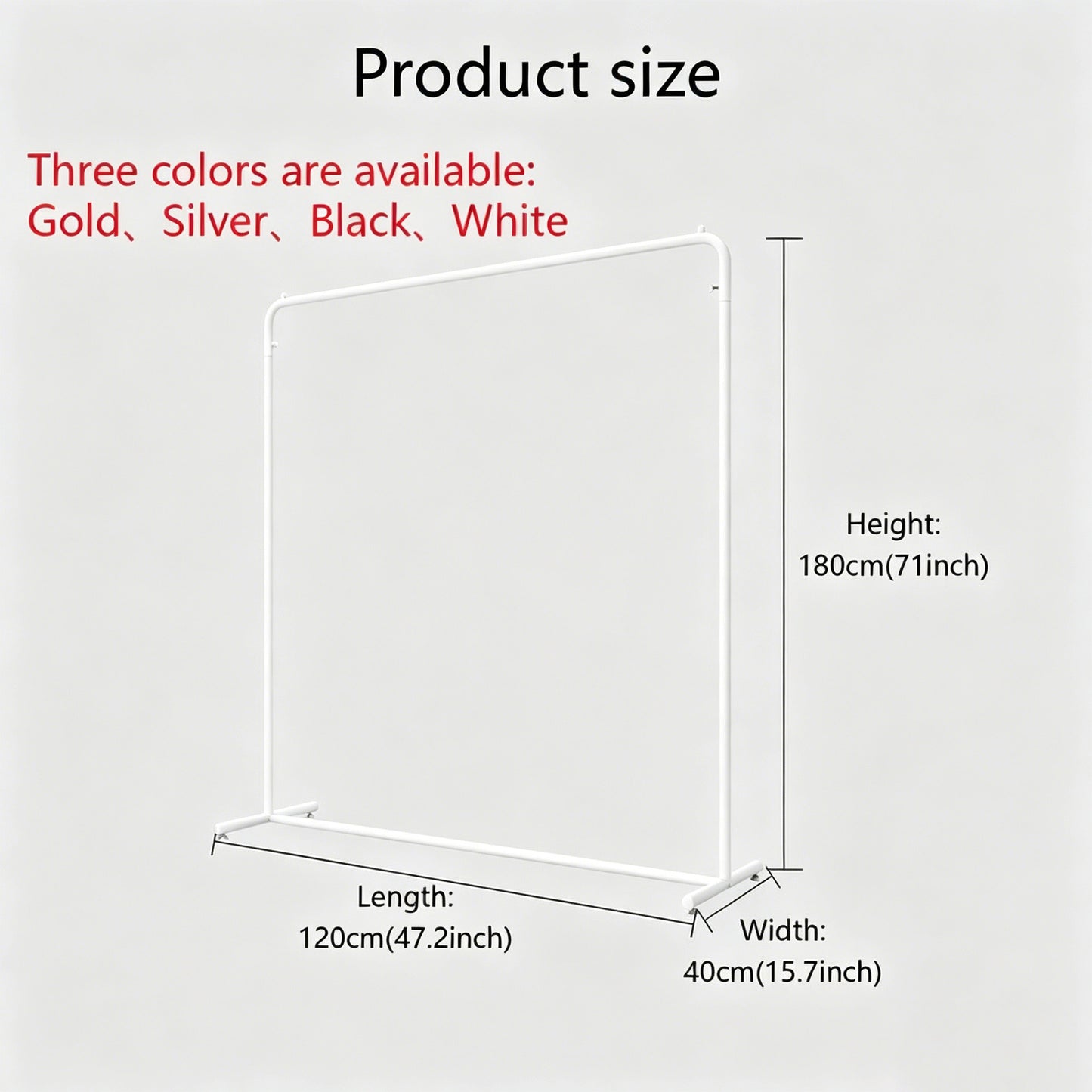 Jelimate Appendiabiti Appendiabiti in Metallo Nero Bianco Argento Oro Moda, Appendiabiti in Metallo da 180 cm, Scaffale per Negozio di Abbigliamento per Donna Bambino Uomo, Appendiabiti per Esposizione