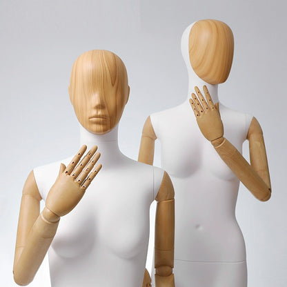 Maniquí de cuerpo completo para mujer de alta gama Jelimate, modelo de exhibición de ropa para tienda de ropa con cabeza de veta de madera, maniquí de mujer adulta con brazos de madera de plástico