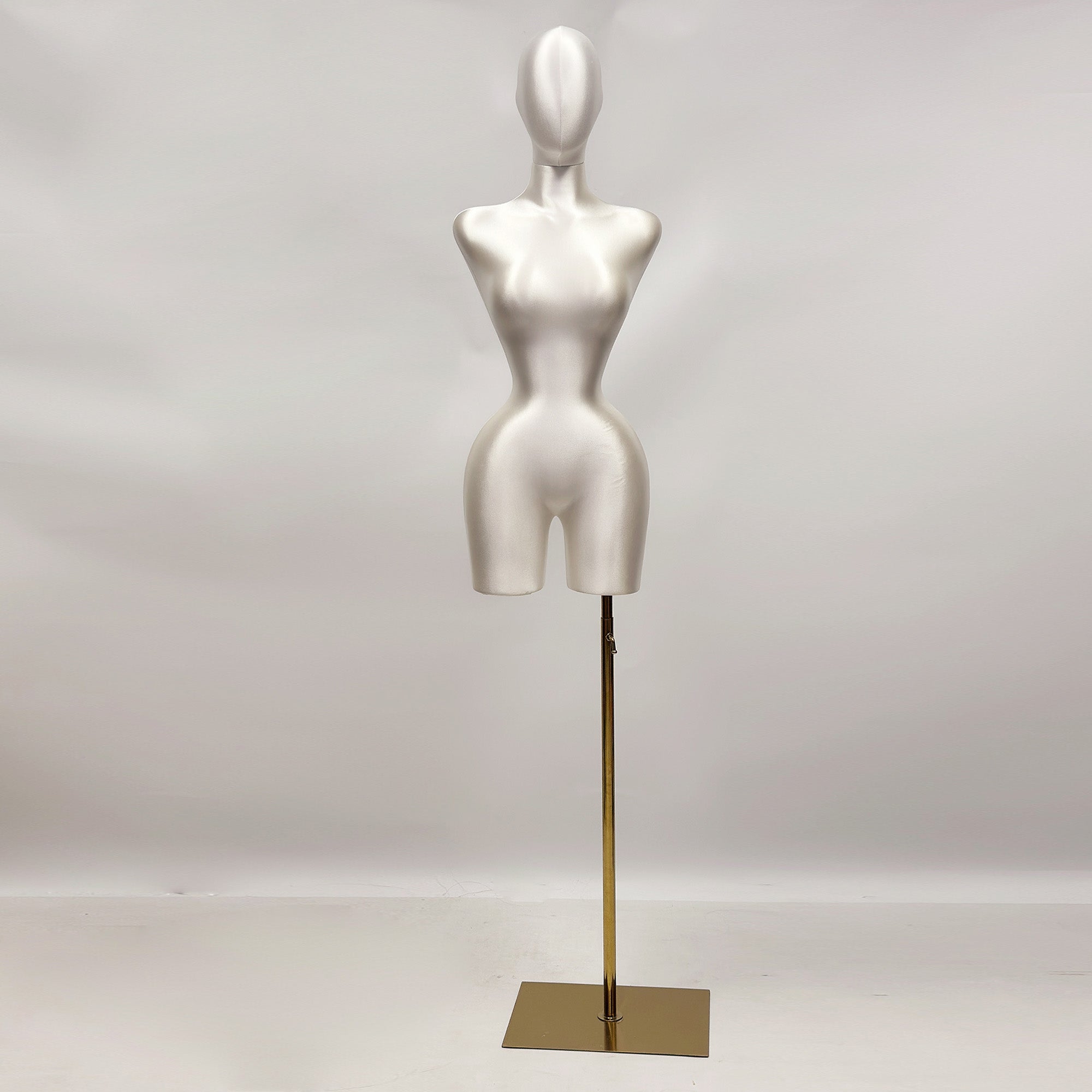 JELIMATE Plus Size Female Mannequin Torso - Fully Pinnable Satin Curvy Dress Form with Gold Base
