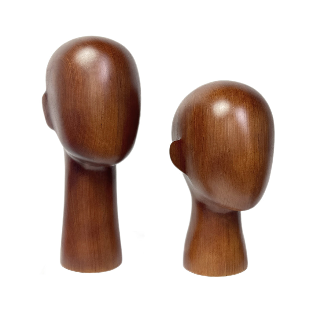 Jelimate Brown Wooden Mannequin Head Form Hat Display Head,Wood Head Mannequin For Hat Display Stand,Headband Wig Sunglasses Display Head Model