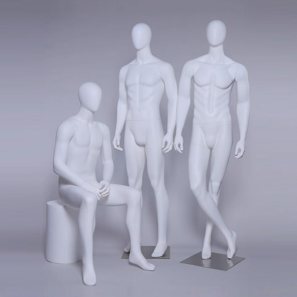 Jelimate Realistic Male Mannequin Full Body Model,Male Full Body Dress Form Black White Fiberglass Mannequin,Window Display Male Sport Mannequin Suit Model,Clothing Shop Male Display Mannequin for Clothes