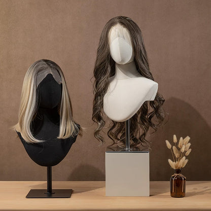 JELIMATE Fabric Mannequin Head Display Stand for Wigs Hats Scarves with Adjustable Base
