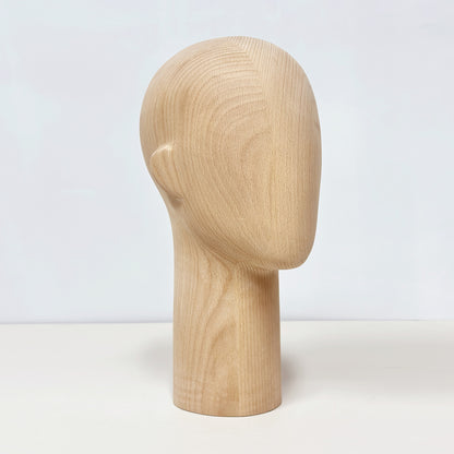 JELIMATE Wooden Mannequin Head Male – Solid Wood Hat Wig Glasses Display Stand