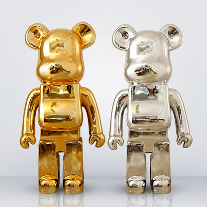 Luxury Violent Bear Ornament - Full Body Electroplated Gold Decoration for Hotel & Living Room
