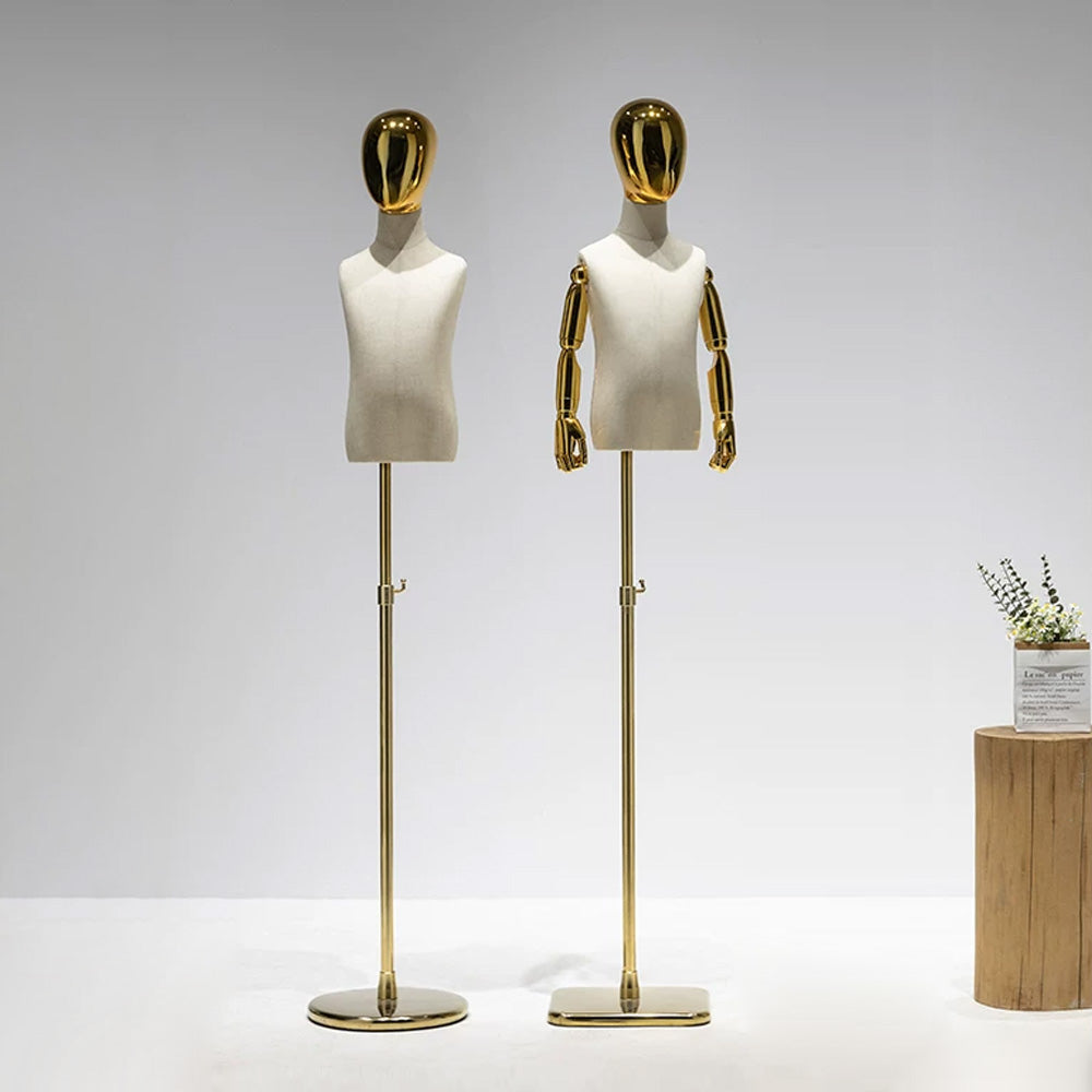 JELIMATE Kids Electroplated Mannequin | Gold Silver Dress Form for Kids Streetwear Display