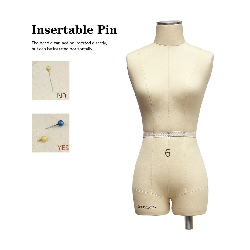 JELIMATE Half Scale Dress Form - 1:2 Miniature Mannequin (Size 6)