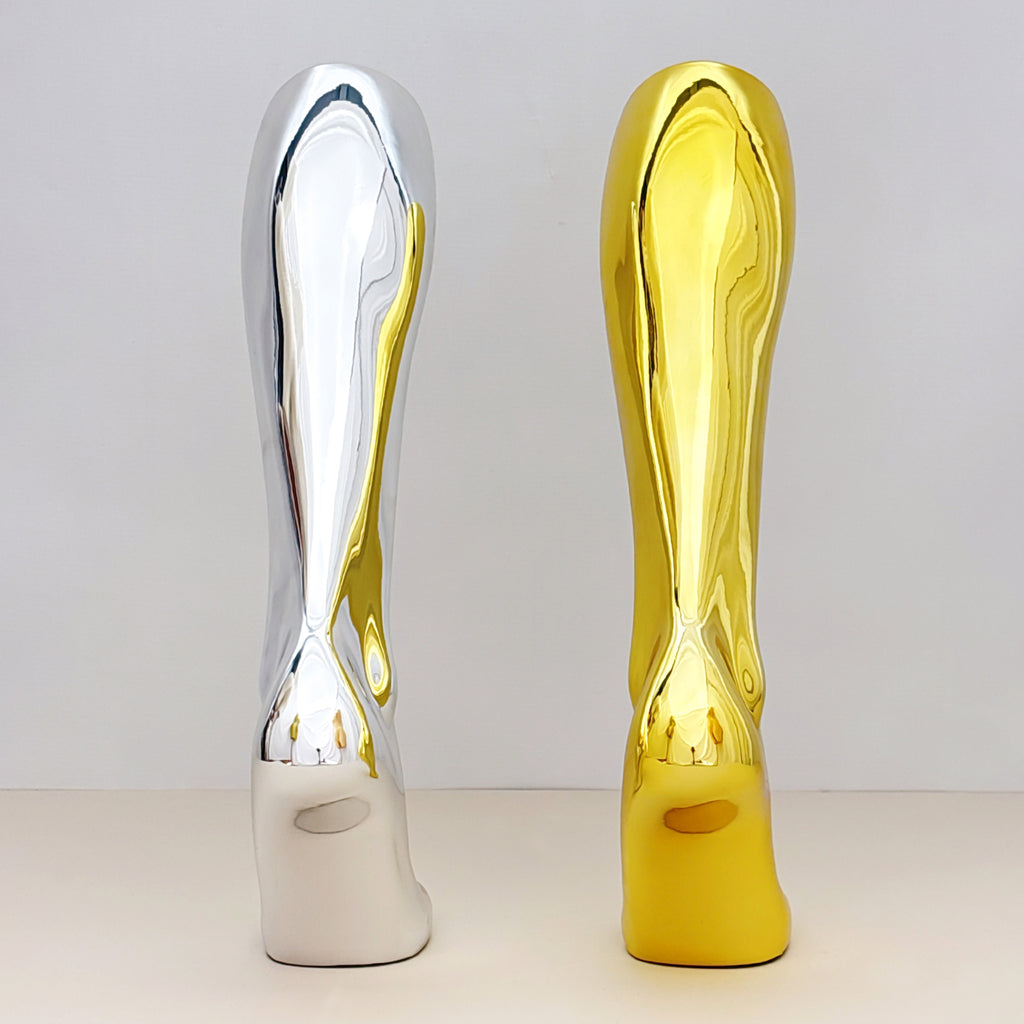 Jelimate Electroplated Left Leg Mannequin for Shoes, Socks & Jewelry – Gold Silver