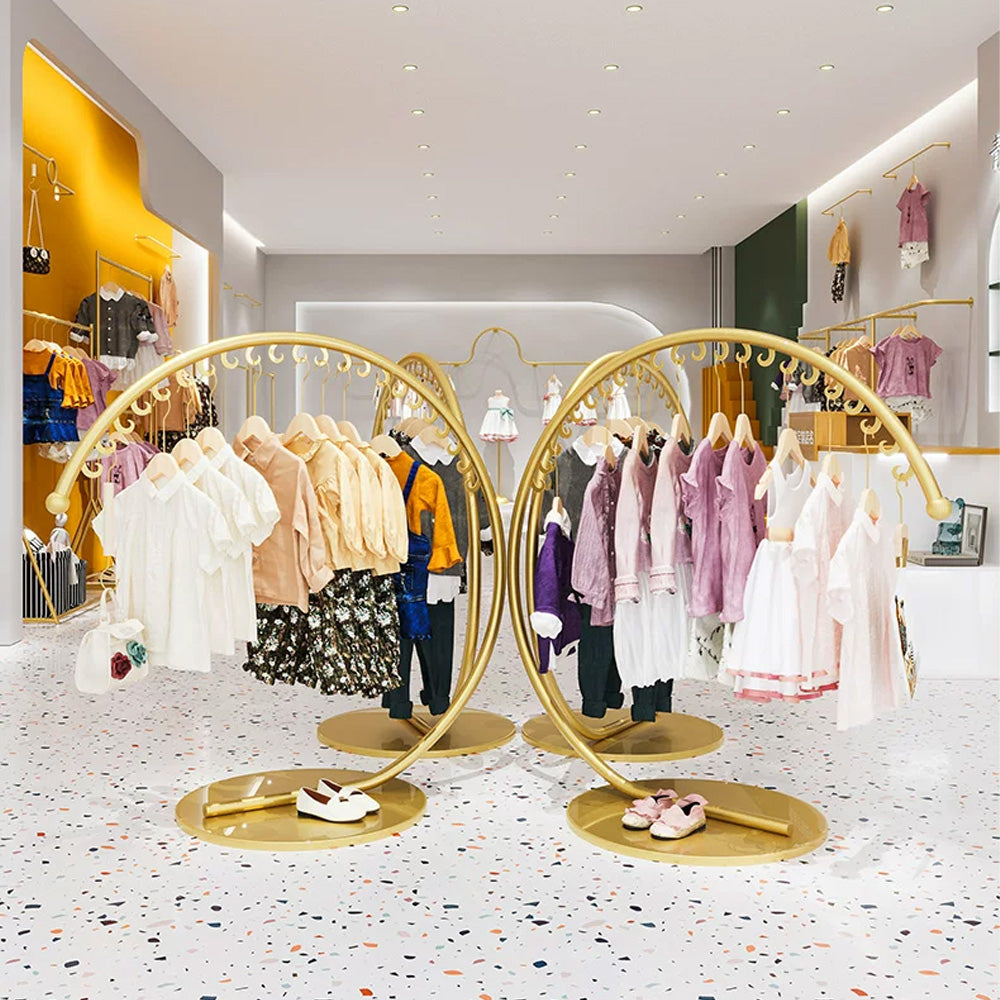 JELIMATE Arc Clothing Display Rack | Gold Iron Garment Rack for Boutique Store