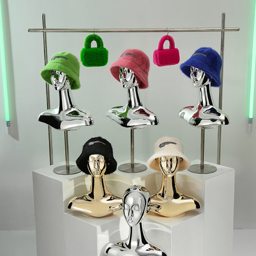 Electroplated Mannequin Head with Shoulders, Gold & Silver, for Wigs & Hats | JELIMATE