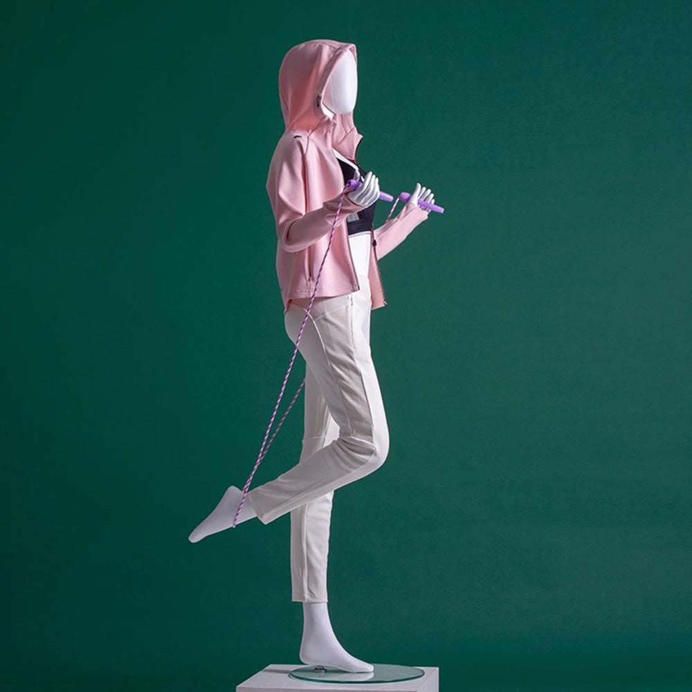 Jelimate Female Yoga Mannequin Full Body Dress Form,White Yoga Sport Mannequin Women Display Model,Fiberglass Mannequins for Athletic Model,Sportwear Display Mannequin for Clothes Display Stand