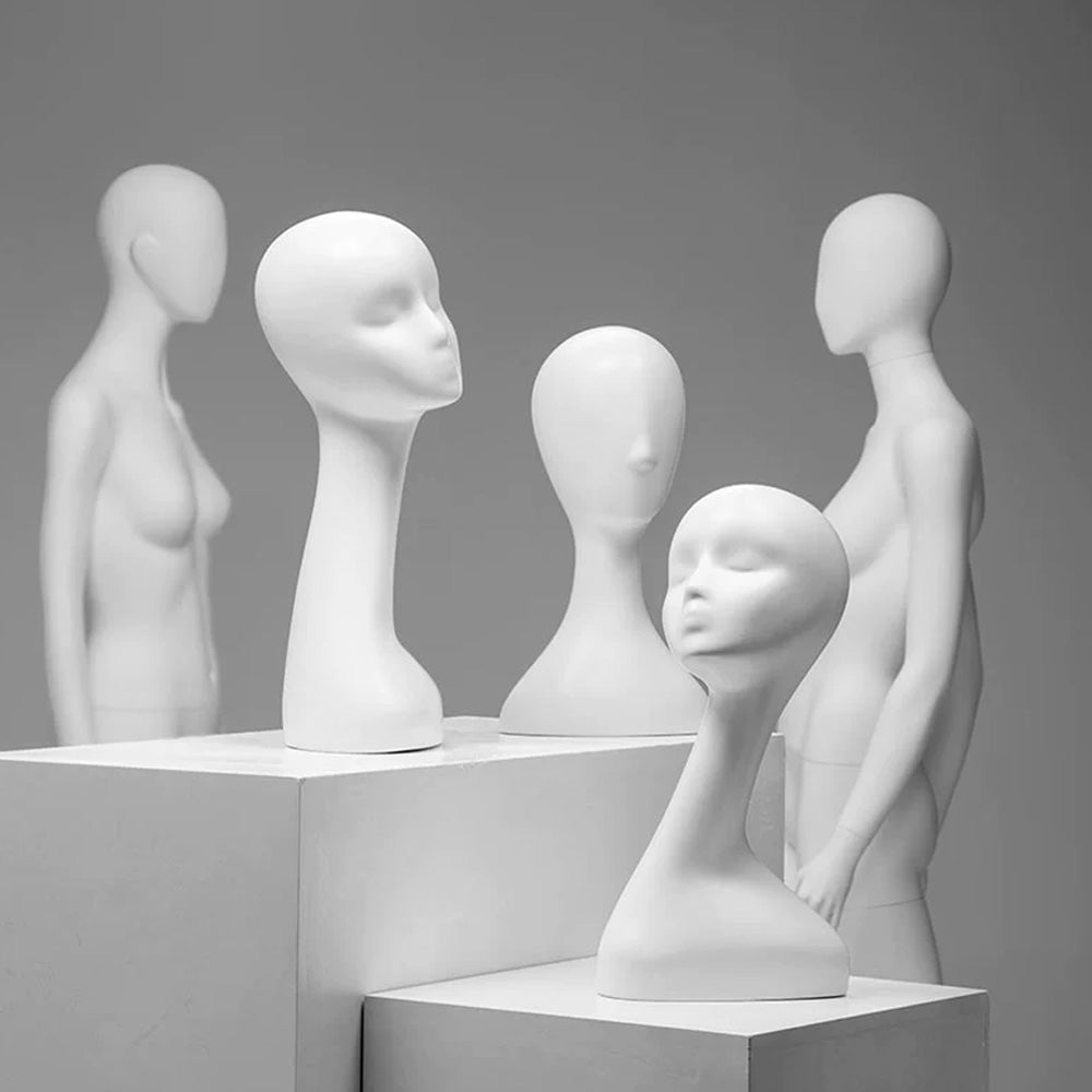 Jelimate Luxury Long Neck White Mannequin Head For Wigs,Hat Scarf Veil Jewelry Display Head Mannequin Ornaments,Shooting Display Head Display Model Props