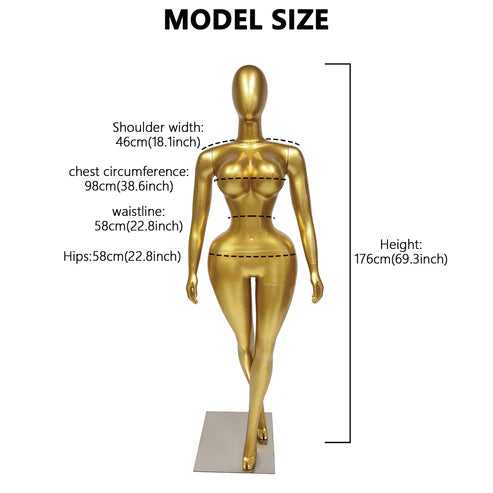 JELIMATE Gold Female Full Body Mannequin for Lingerie, Wigs & Complete Outfits