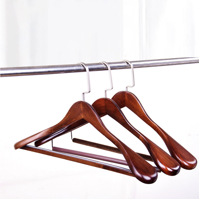 Retro Wide-Shoulder Wooden Hanger: Premium Non-Slip Closet Essential