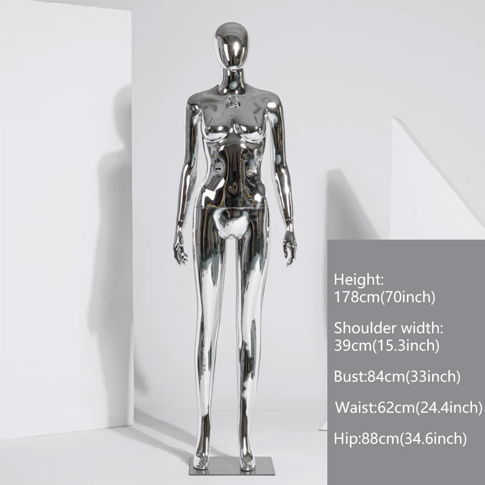 JELIMATE Electroplated Female Full Body Mannequin Window Display | Silver Gold Mirror