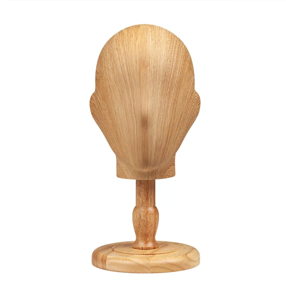 Wood Grain Mannequin Head Display Stand - Tabletop Hat Wig Holder for Retail Stores & Closet Organization